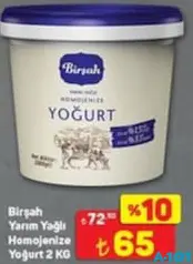 BİRŞAH YARIM YAĞLI HOMJENİZE YOĞURT 2 KG